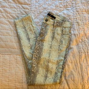 Joe’s snake skin patterned jeans